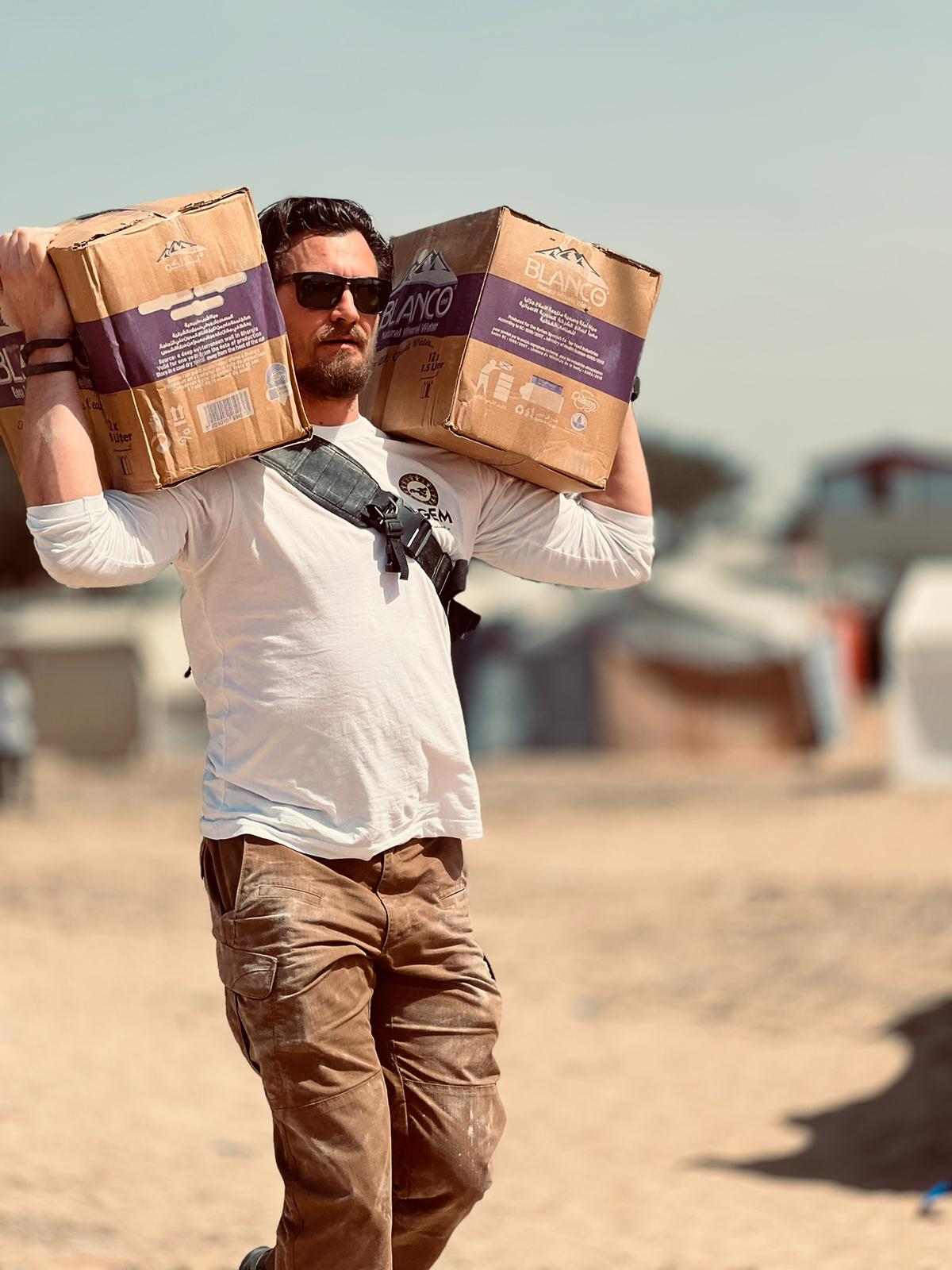 Paul Wagner delivering humanitarian aid in Gaza, 2024